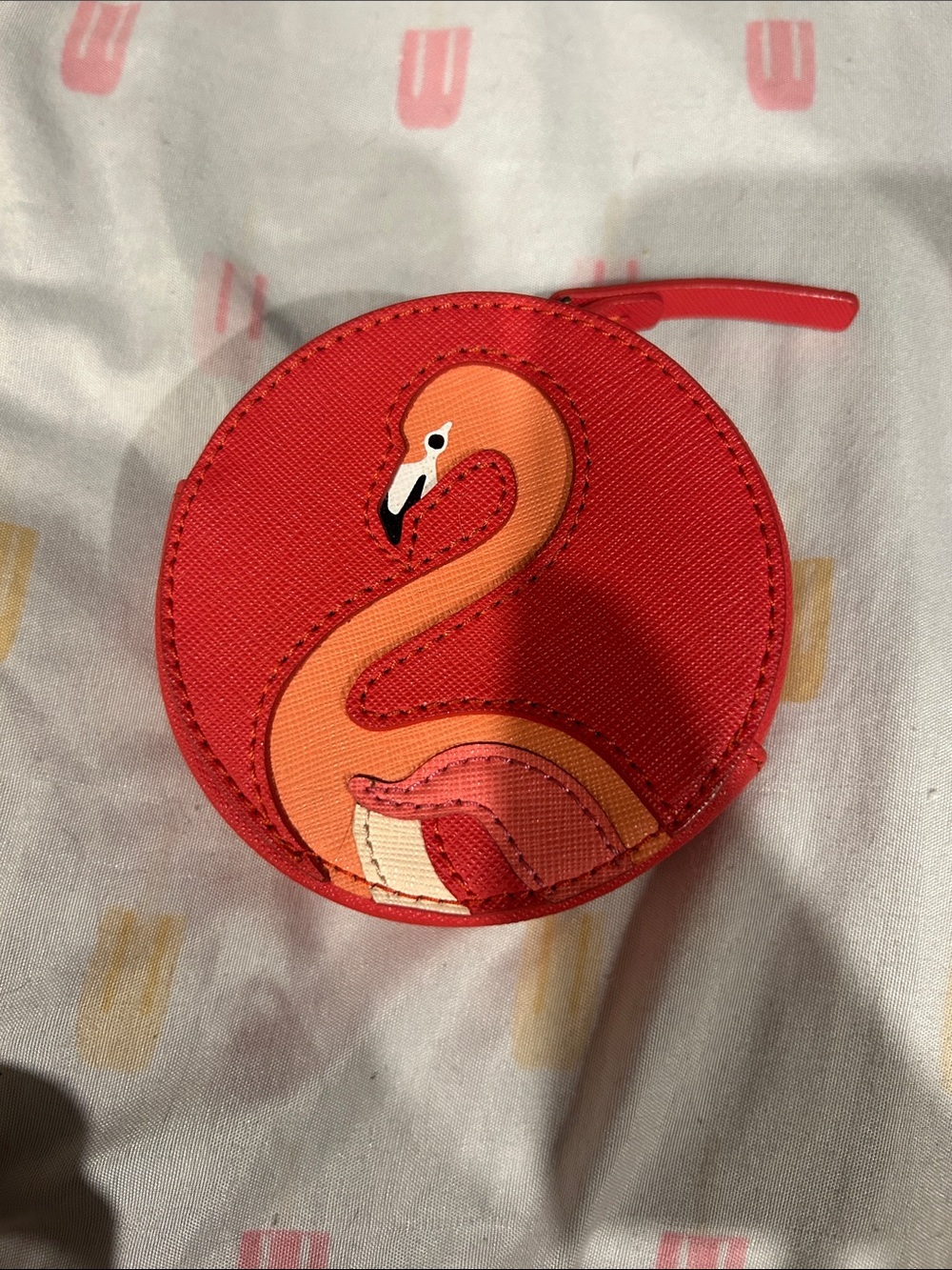Kids Red Flamingo Coin Pouch - Cute Round Zipper Wallet